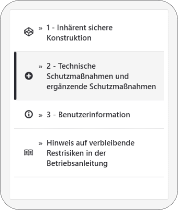 Risk reduction according to the three-step iterative procedure according to EN ISO 12100